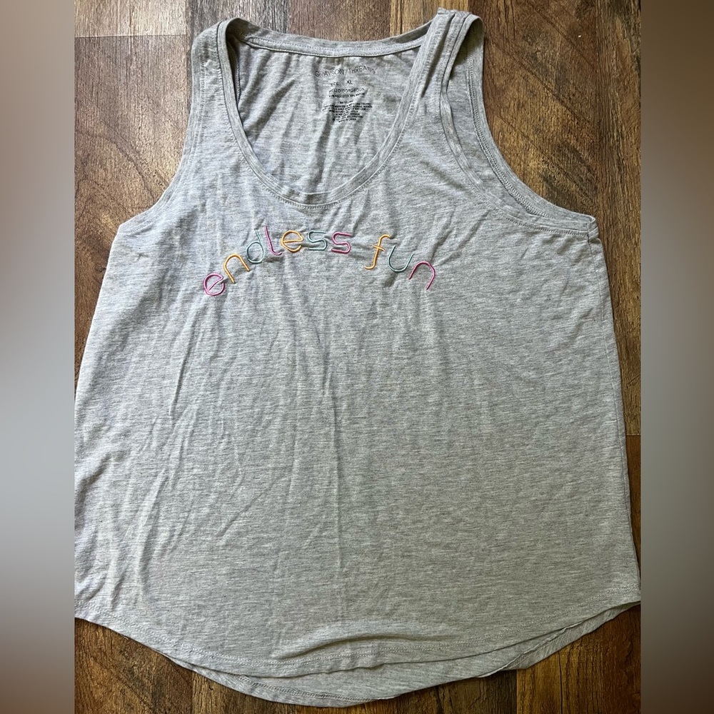 Embroidered grey tank top